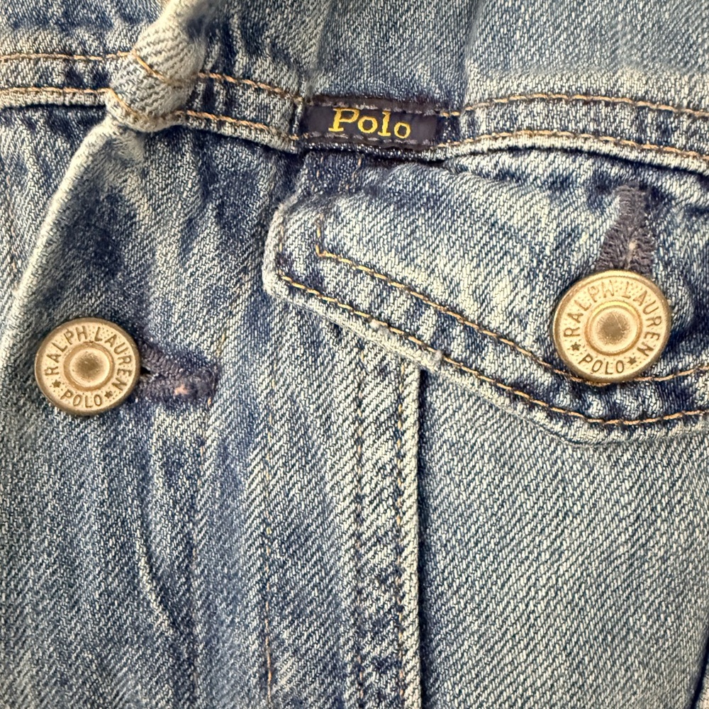 Ralph Lauren POLO Signature Logo Trucker Jean Jacket Size 16 Junior - Picture 8 of 16